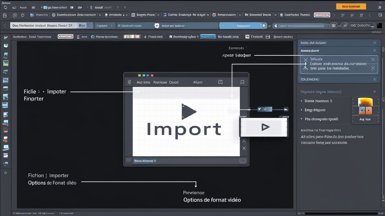 Interface utilisateur montrant comment importer des rushs dans Adobe Premiere Pro