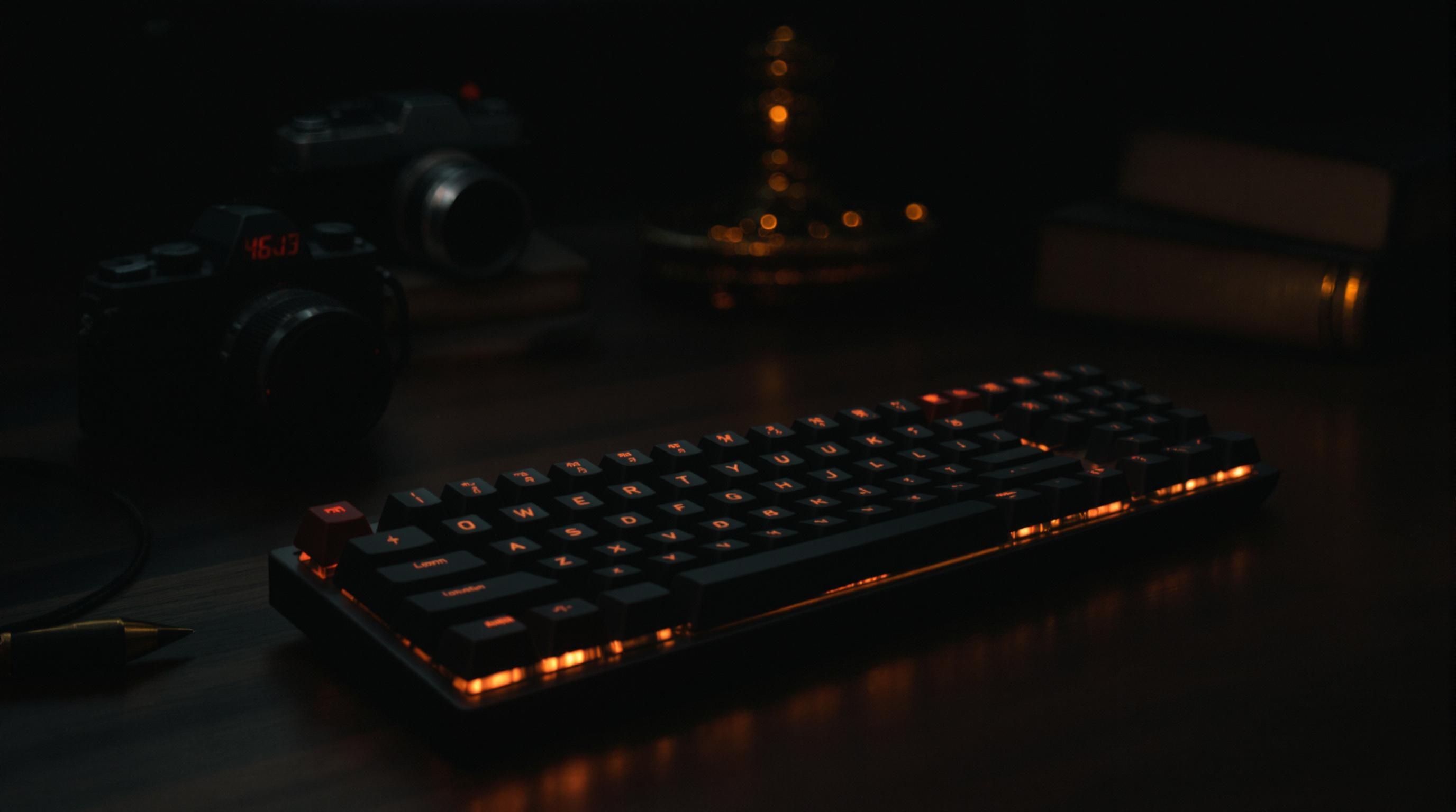 Image évocatrice alliant design de clavier et esthétisme d'une scène de film d'auteur.