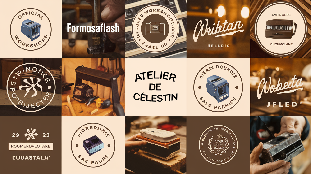 Collage d'ateliers spécialisés dans l'entretien de projecteurs Super 8