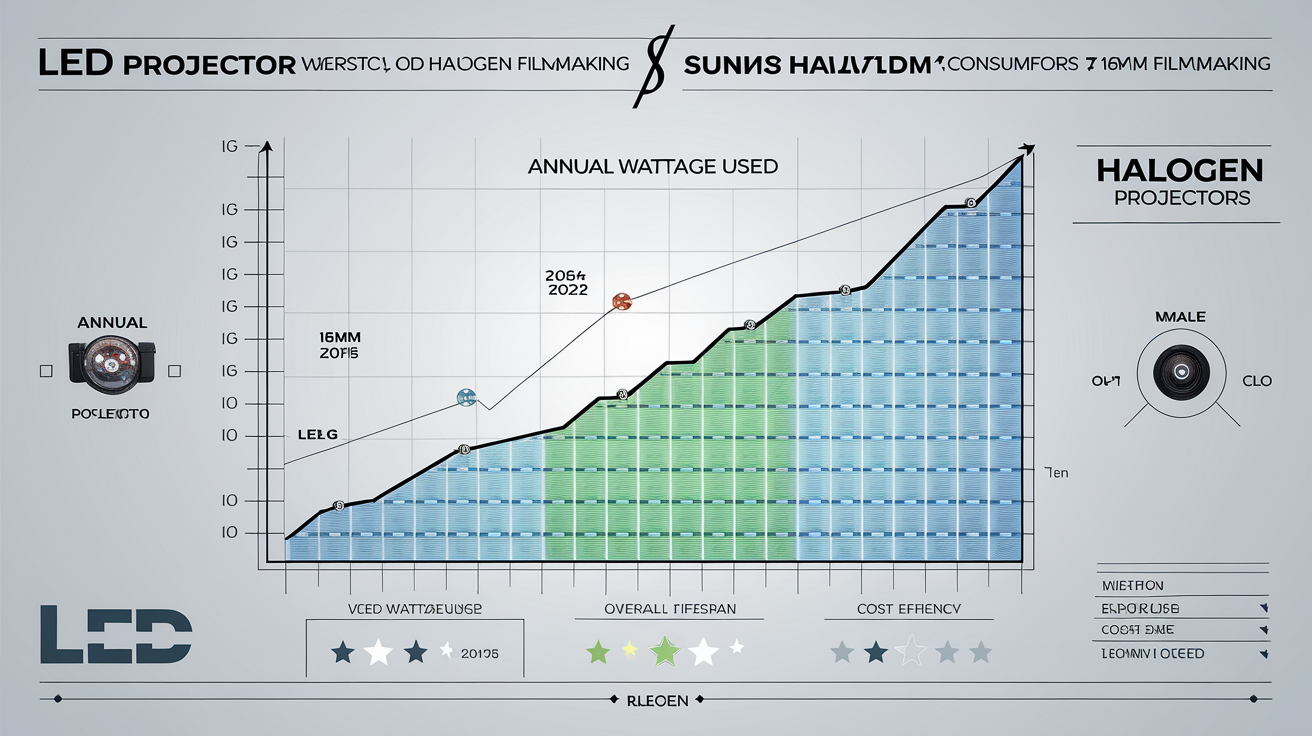 Graphique comparatif consommation et coût des projecteurs LED vs halogène