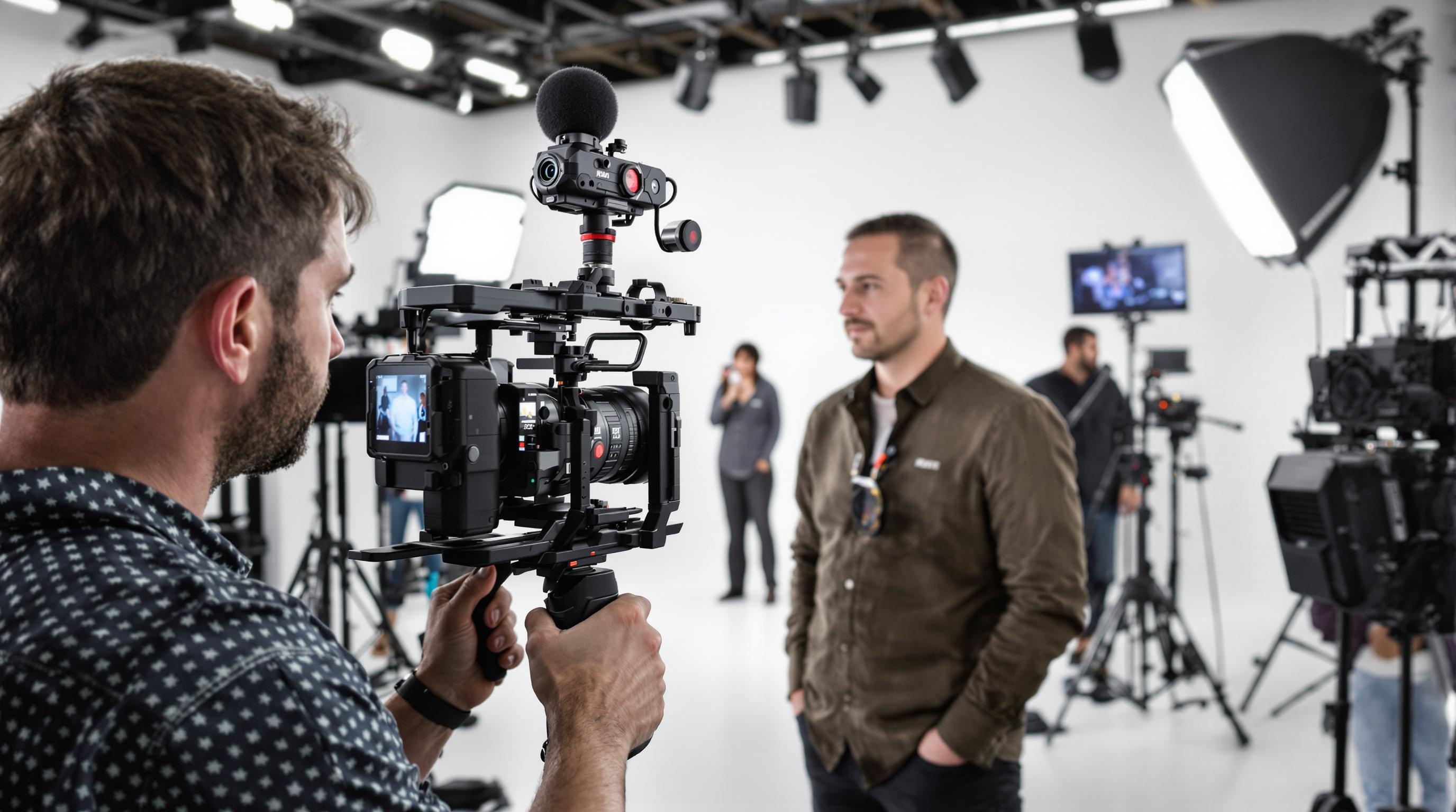 Accessoires DJI RS2 Pro et Rode Wireless utilisés sur un plateau corporatif