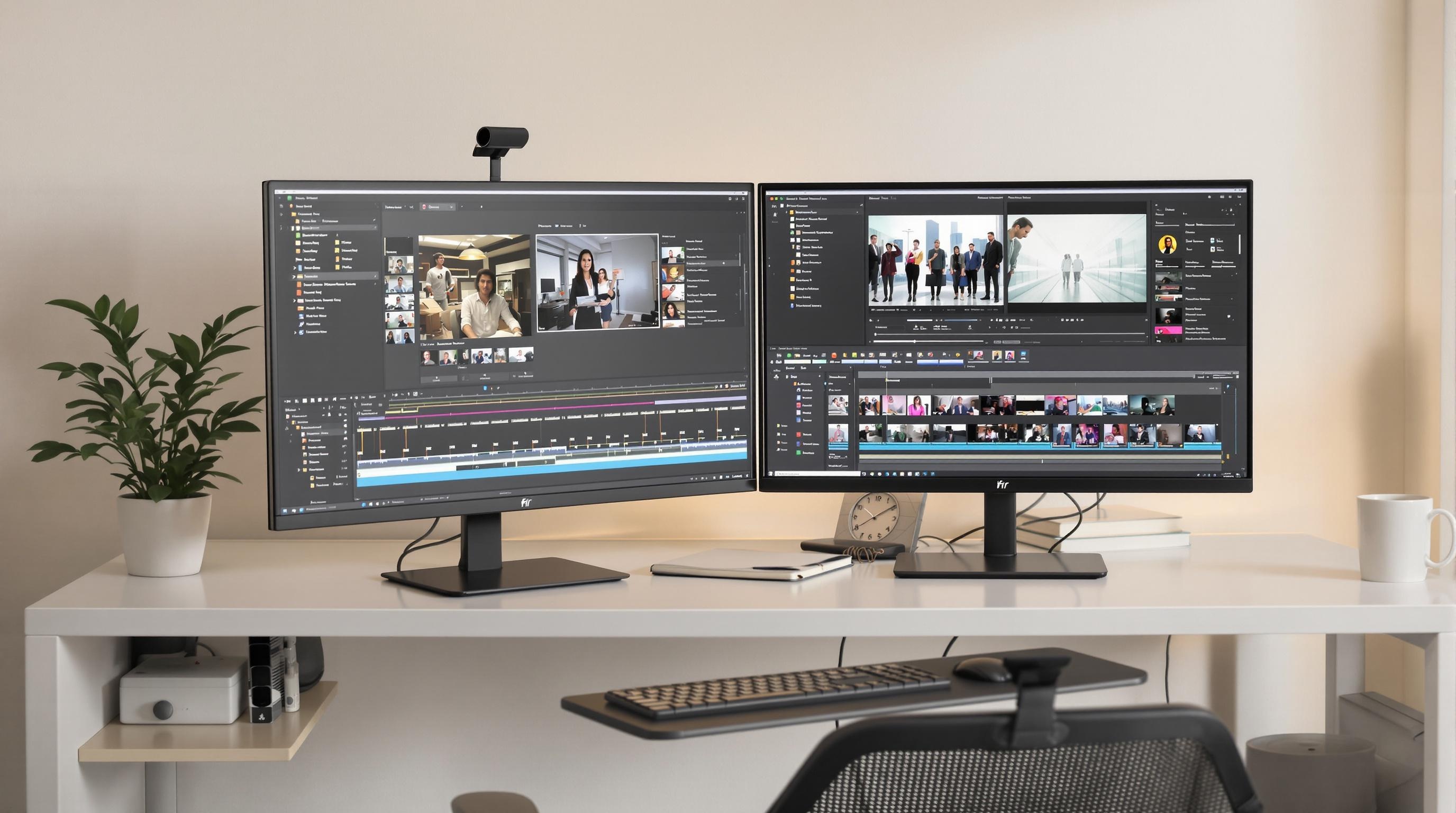 Espace de travail minimaliste et organisé pour le montage vidéo avec Adobe Premiere Pro.