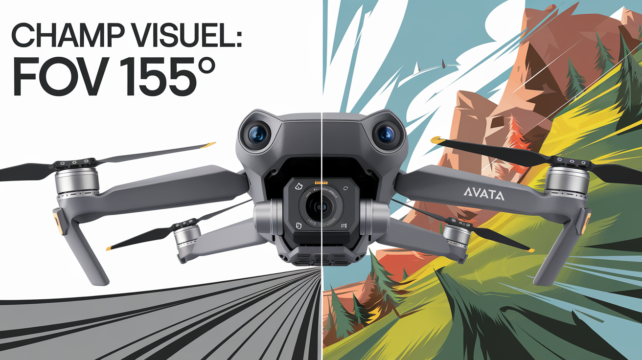 illustration comparant l'angle de capture du drone DJI Avata 2, mettant en lumière la richesse du champ visuel