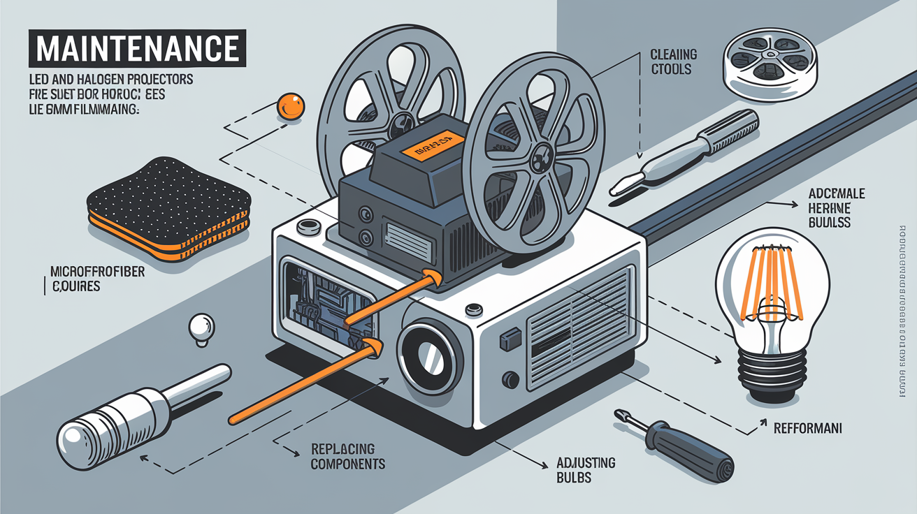 Illustration entretien lampe projecteurs LED et halogène