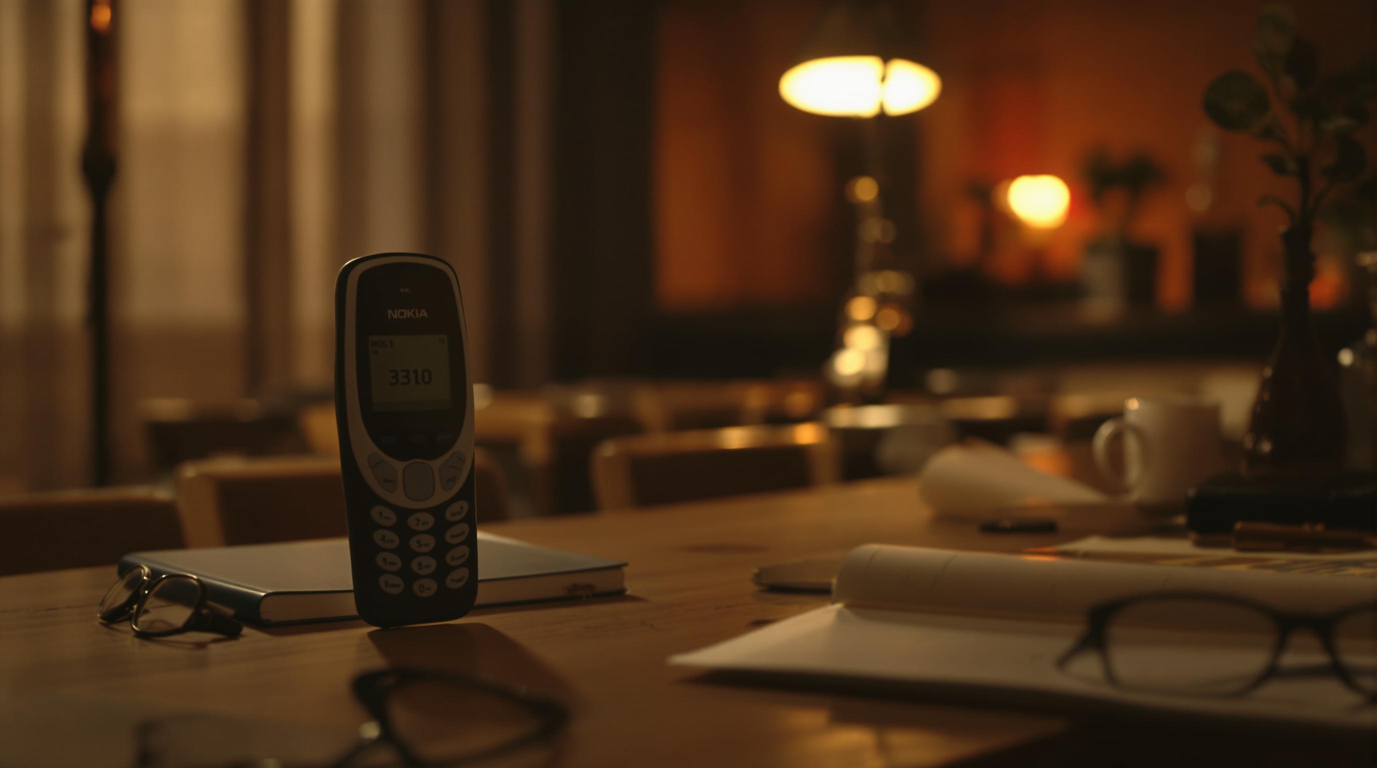Nokia 3310 intégré dans une scène cinématographique indépendante.