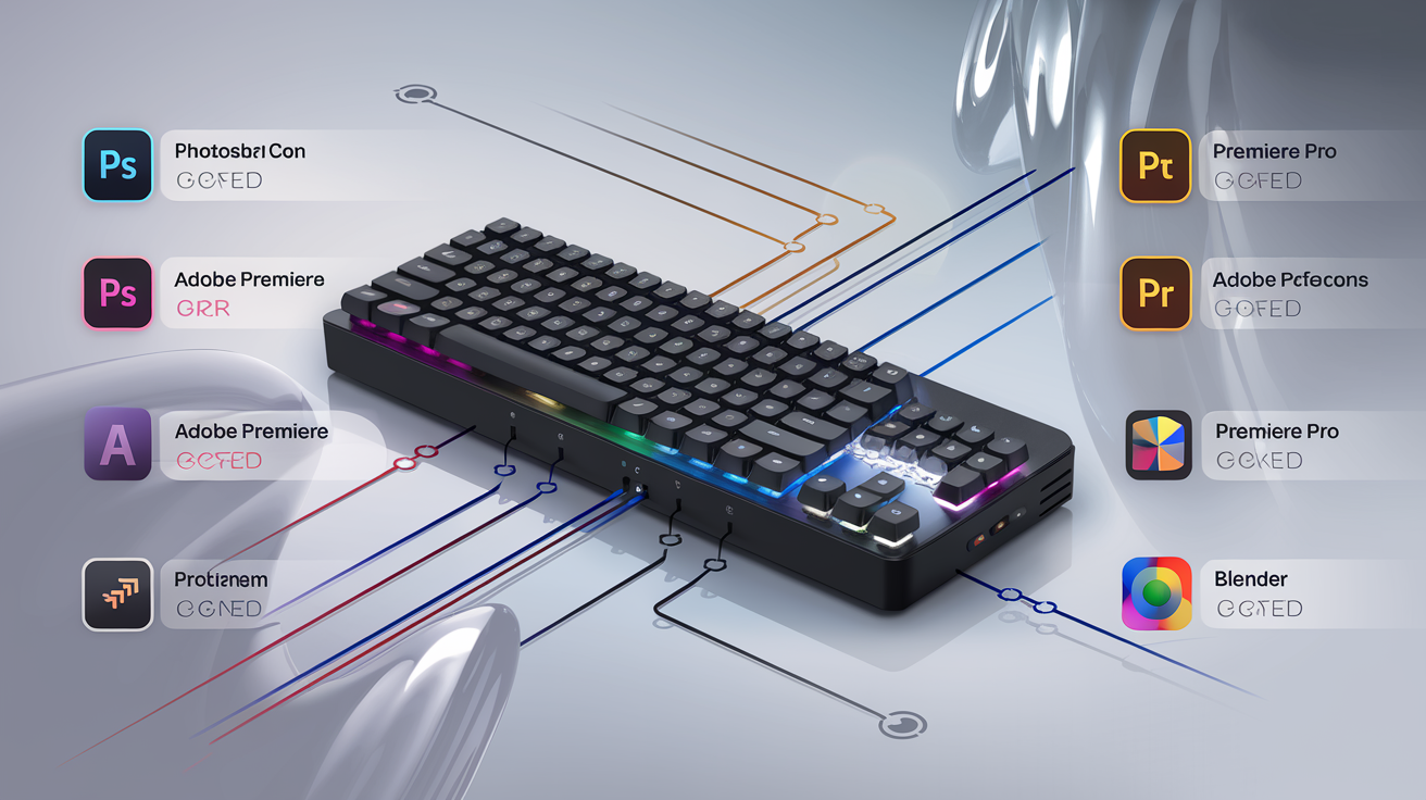 Clavier mécanique programmable illustrant des macros programmées.