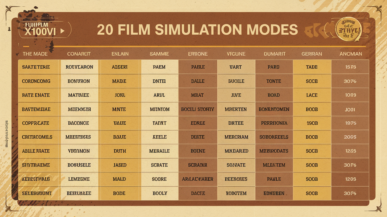 Tableau comparatif des modes Fujifilm X100VI