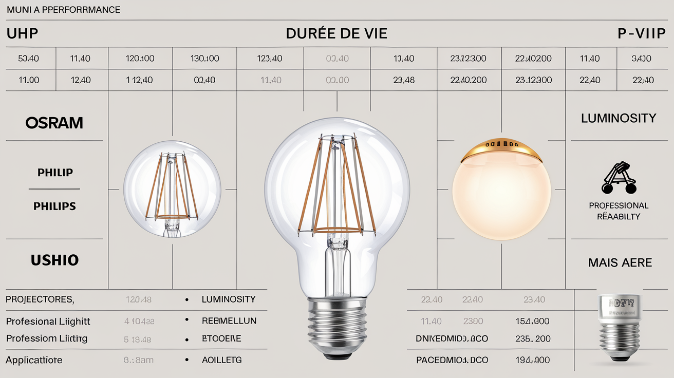 Tableau technique comparatif des lampes UHP et P-VIP