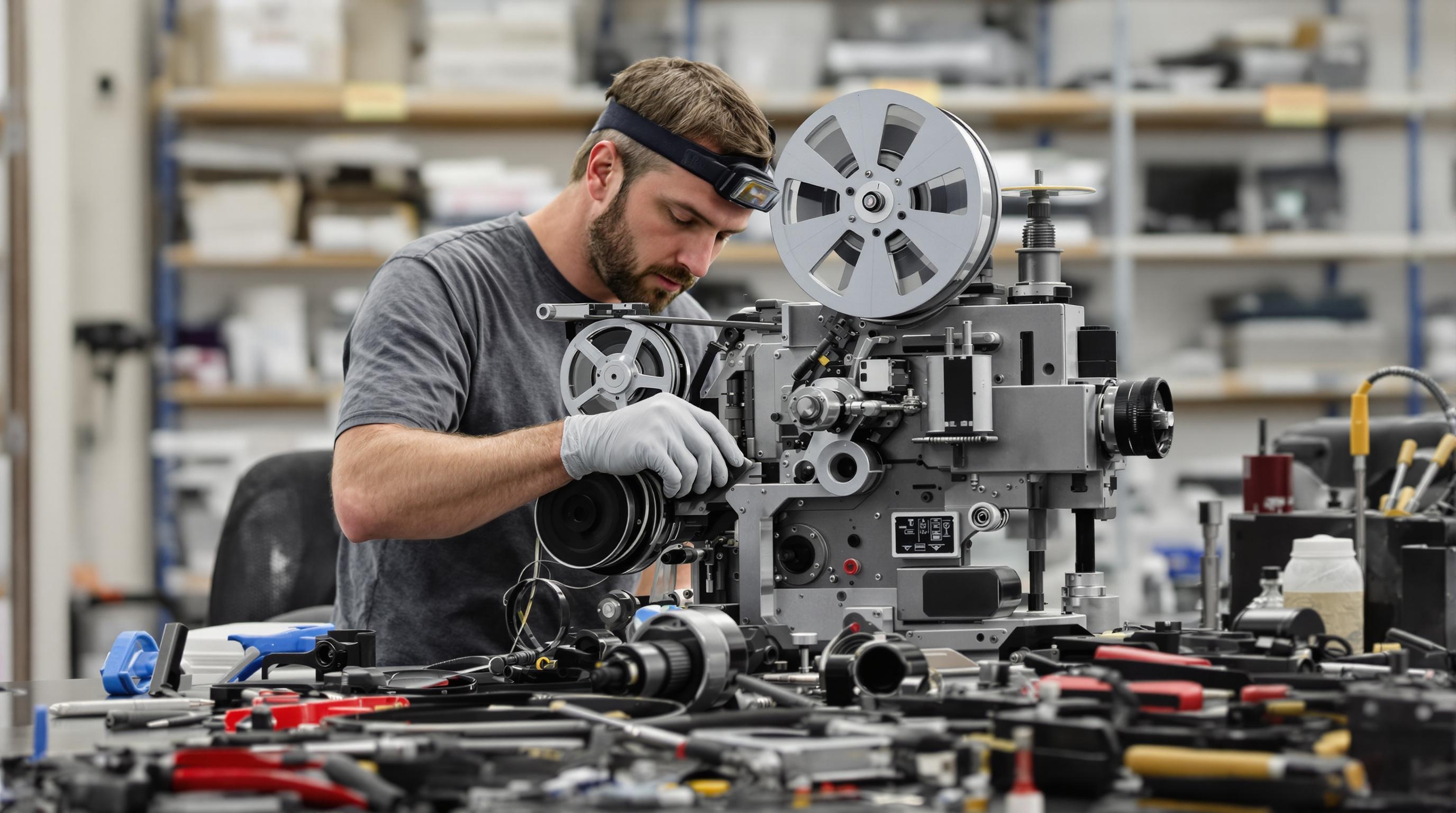 Vérification et entretien des courroies et patins d'un projecteur 16mm.